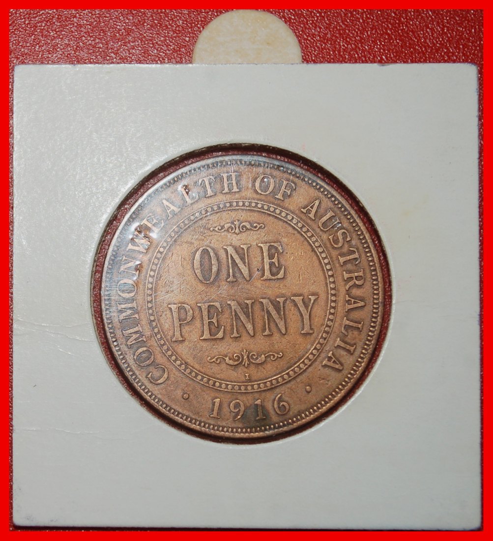 Ⰶ INDIA (1916-1918): AUSTRALIA★1 PENNY 1916I! GEORGE V (1911-1936) IN HOLDER★LOW START ★ NO RESERVE!