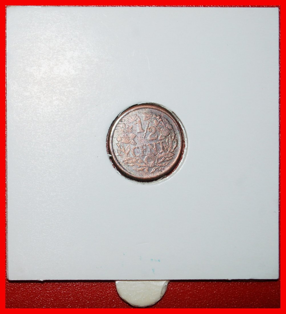  Ⰶ RAMPANT LION (1909-1940): NETHERLANDS★1/2 CENT 1912 WILHELMINA (1890-1948)★LOW START ★ NO RESERVE!   