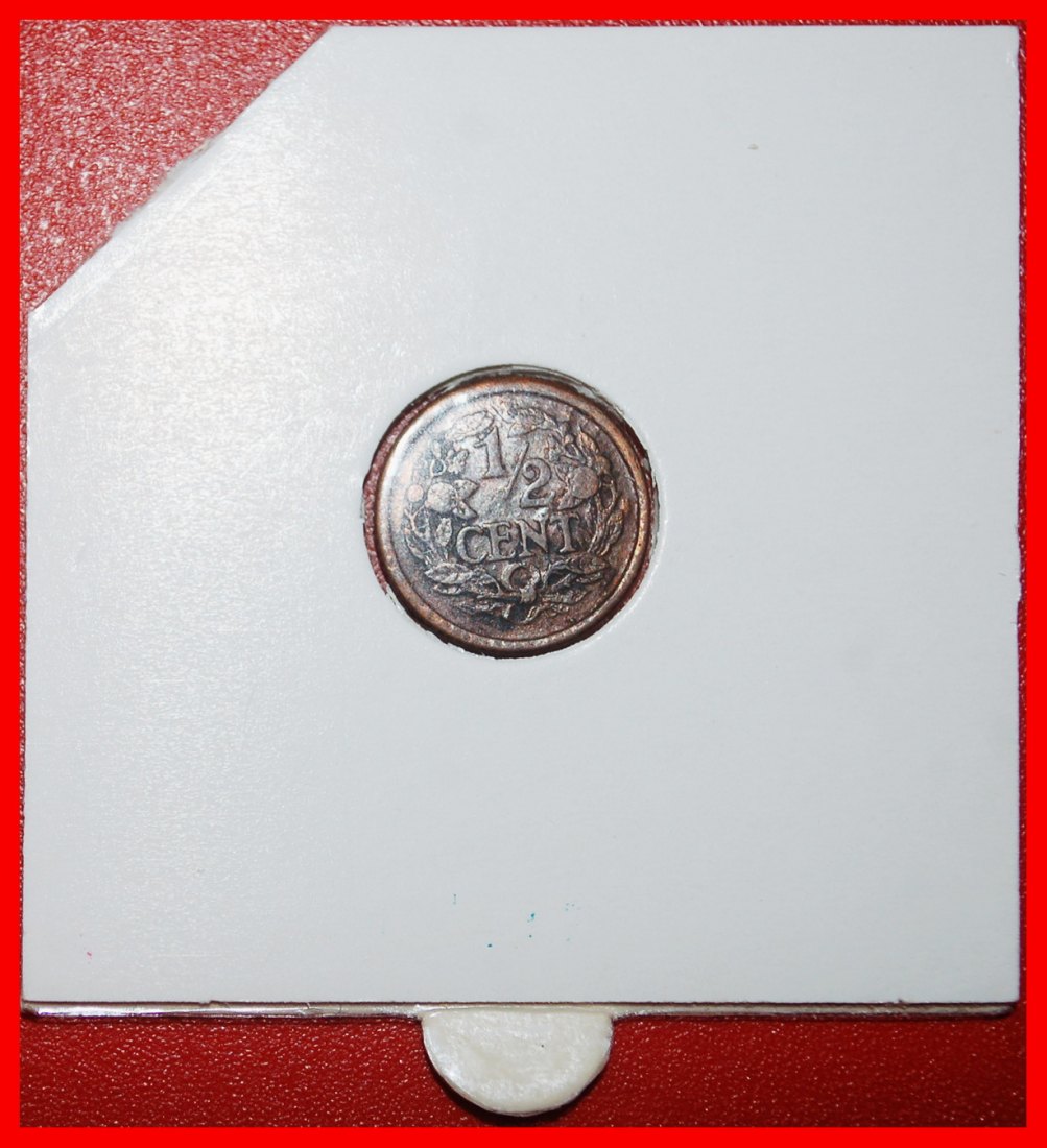  Ⰶ RAMPANT LION (1909-1940): NETHERLANDS★1/2 CENT 1917 WILHELMINA (1890-1948)★LOW START ★ NO RESERVE!   