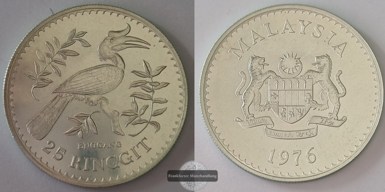  Malaysia  25 Ringgit  1976  Enggang  FM-Frankfurt KM#20  Feingewicht: 32,37g   