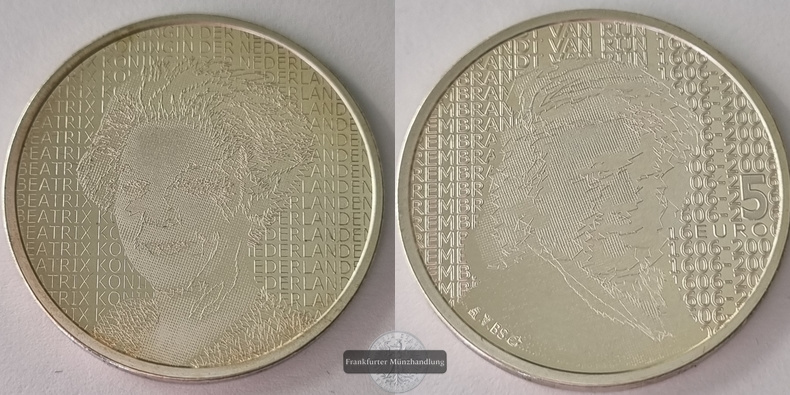  Niederlande 5 Euro 2006  400. Jahre-Geburt von Rembrandt  FM-Frankfurt KM#266   Feinsilber: 11,007g   