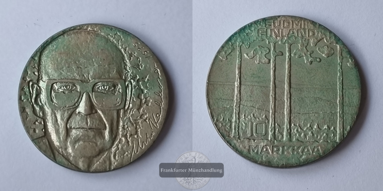  Finnland 10 Markkaa 1975 Präesident Präsident Kekkonen FM-Frankfurt  Feinsilber: 11,75g   