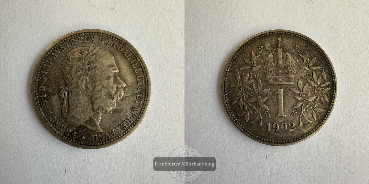  Österreich, 1 Krone 1902 Franz Joseph I. FM-Frankfurt KM#2804 Feinsilber: 4,01g   