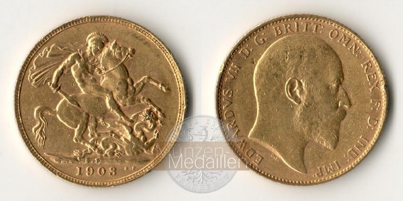 Grossbritannien  Sovereign MM-Frankfurt Feingold: 7,32g Edward VII 1903 