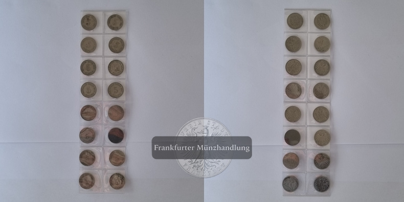  Deutschland, Deutsches Kaiserreich, 5 Pfennig 1874 - 1917 (16 Münzen LOT) FM-Frankfurt   