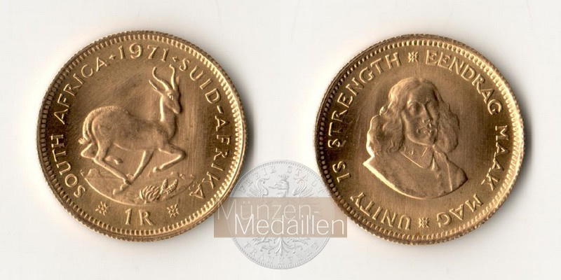 Süd Afrika MM-Frankfurt Feingold: 3,66g 1 Rand 1971 