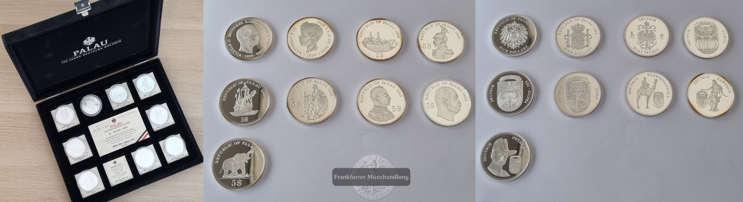  Deutschland, Palau 100 Jahre Deutsche Kolonie SET FM-Frankfurt Feinsilber: 208,12g   
