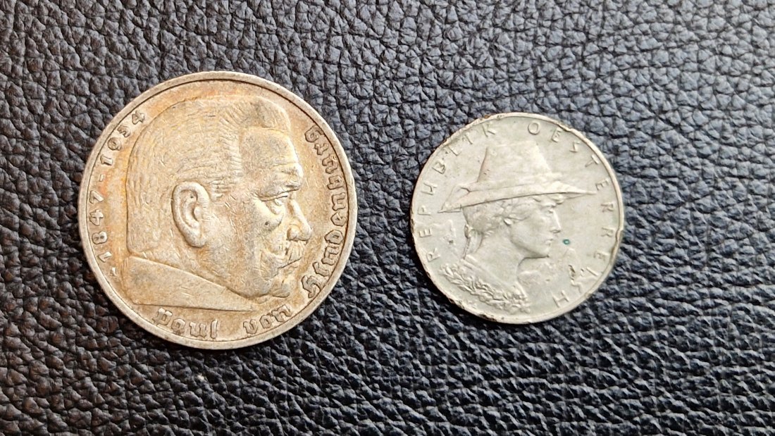  5 Reichsmark 1935 A Hindenburg ohne Hakenkreuz Silber XXL Bilder + 1000 Schilling   