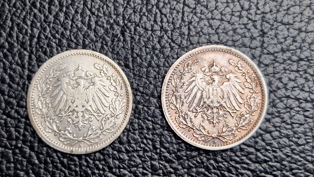  2 x 1/2 Mark 1905 A + 1918 A Jaeger 16 XXL Bild Silber je 0,900 2,77 Gramm (2,5 Gr. fein)   
