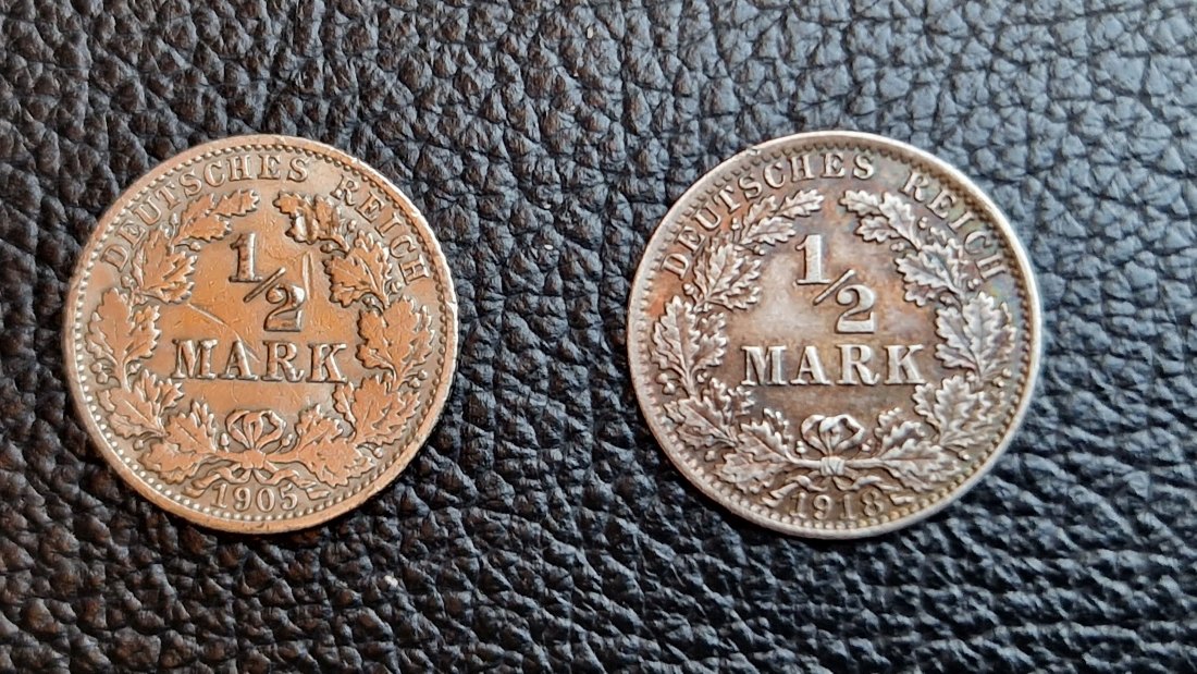 2 x 1/2 Mark 1906 A + 1907 A Jaeger 16 XXL Bild Silber je 0,900 2,77 Gramm (2,5 Gr. fein)
