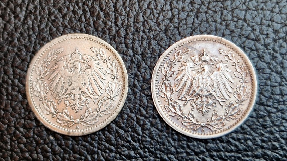  2 x 1/2 Mark 1906 A + 1907 A Jaeger 16 XXL Bild Silber je 0,900 2,77 Gramm (2,5 Gr. fein)   