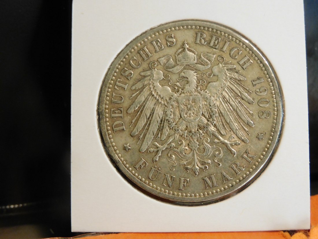  GERMANY 5 MARK 1908 PRUSSIA.GRADE-PLEASE SEE PHOTOS.   