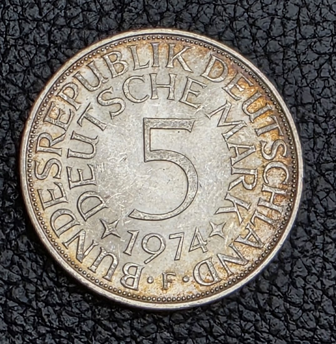  5 Mark Silberadler 1974 F Jaeger 387 XXL Bild prägefrisch   