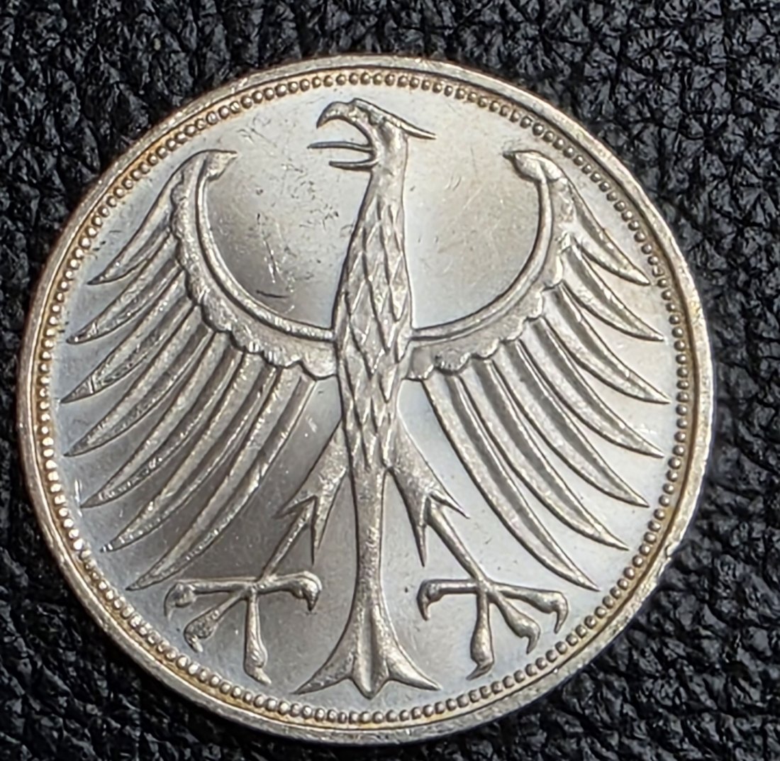  5 Mark Silberadler 1974 F Jaeger 387 XXL Bild prägefrisch   