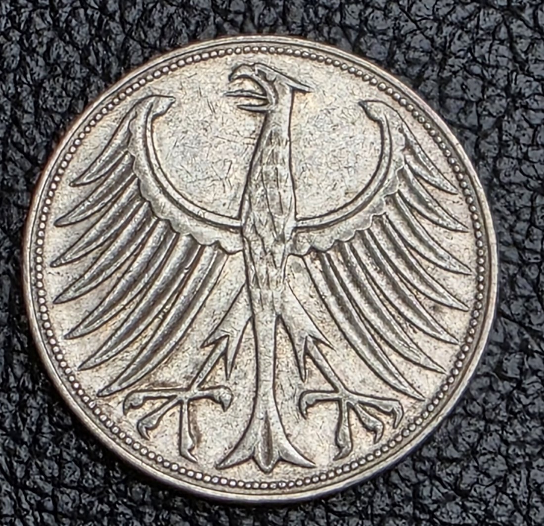  5 Mark Silberadler 1959 G Jaeger 387 XXL Bild prägefrisch   