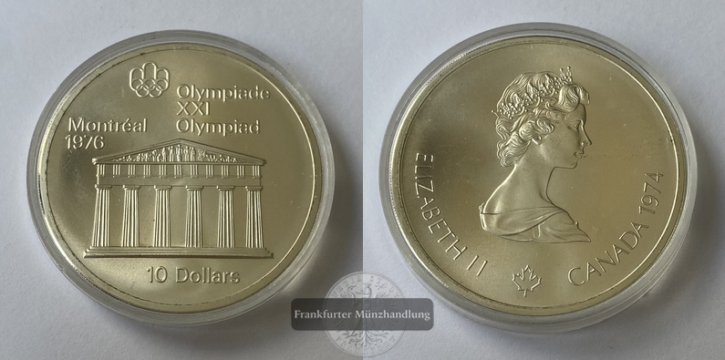  Kanada 10 Dollar, 1974 Montreal Olympics 1976 Olympieion  FM-Frankfurt  Feinsilber: 44,95g   