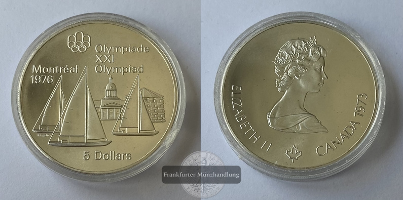  Kanada  5 Dollar  1974 Montreal 1976 Regattasegeln FM-Frankfurt   Feinsilber: 22,5g   