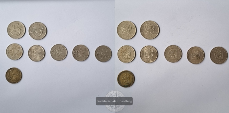  Tschechoslowakei, 1962 - 1980 [5, 2, 1 Kronen] 8 Münzen LOT FM-Frankfurt   