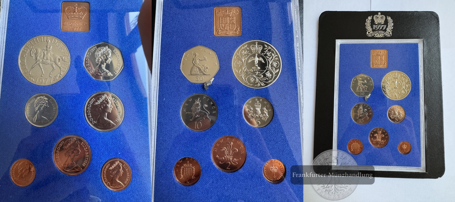  KMS GB 50,25,10,5,2,1 Pence 1977 25. Jahrestag FM-Frankfurt  Feingewicht: 26,16g Silber   