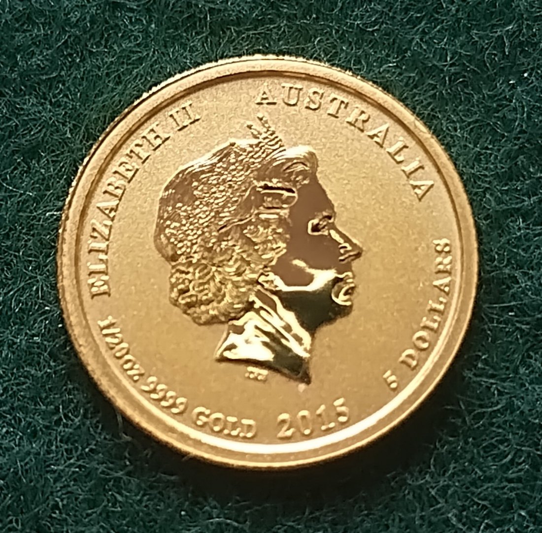 Australien Lunar 5 Dollar  Goat of the year 2015  1/20Unze Goldmünze pP   