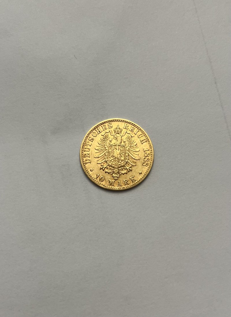  Bayern Otto 10 Mark Gold 1888 D   