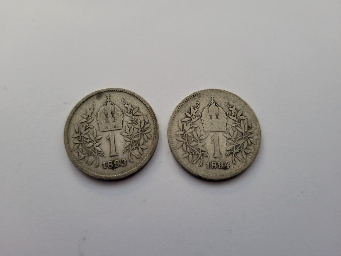  1 Krone 1893 1894 á 4,17g fein silber Kronenwährung Österreich Spittalgold9800 (4508   
