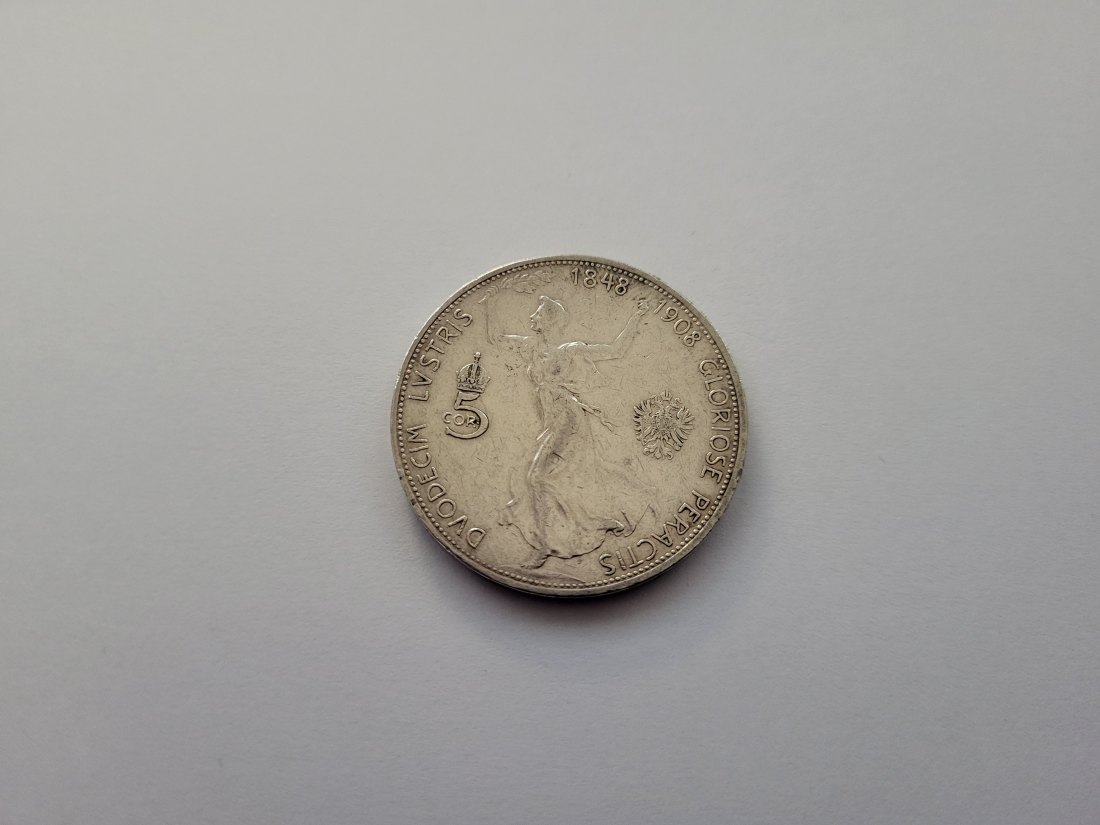  5 Kronen 1908 silber 21,6g fein Kronenwährung Österreich Franz Joseph I. Spittalgold9800 (4783)   