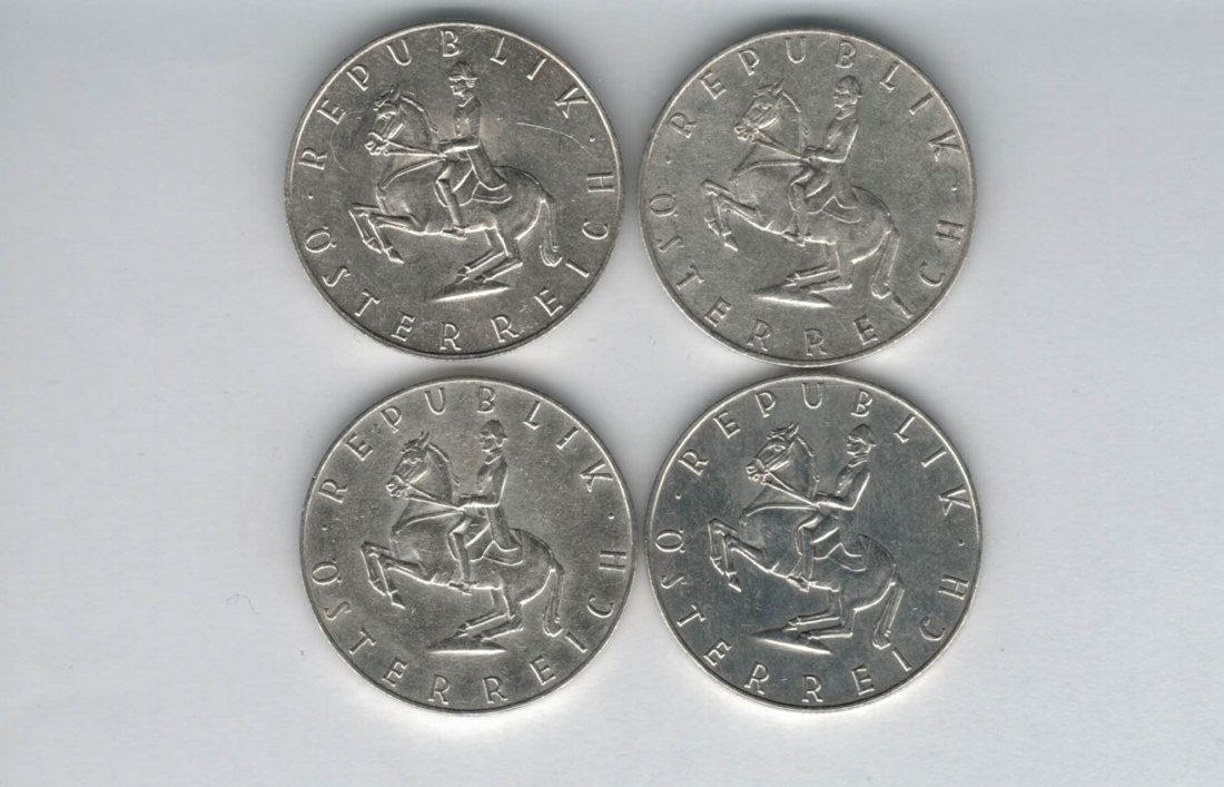  5 Schilling 1960 4 Stk silber á 3,32 fein Österreich Spittalgold9800 /1054   