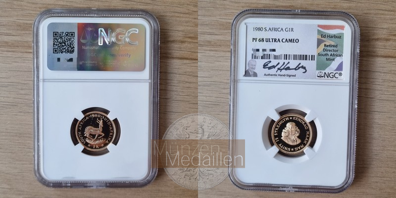 Südafrika MM-Frankfurt Feingold: 3,66g 1 Rand 1980 