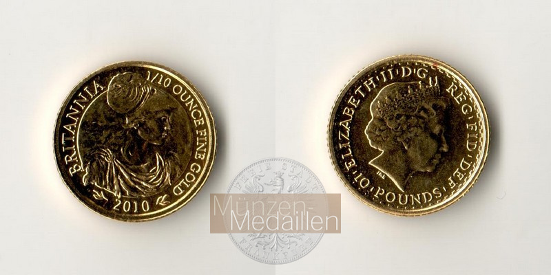 Grossbritannien MM-Frankfurt Feingold: 3,12g 10 Pounds (Britannia) 2010 