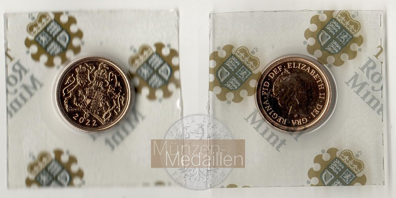 Grossbritannien, Elisabeth II. 1952-2022 MM-Frankfurt  Feingold: 1,83g 1/4 Sovereign 2022 