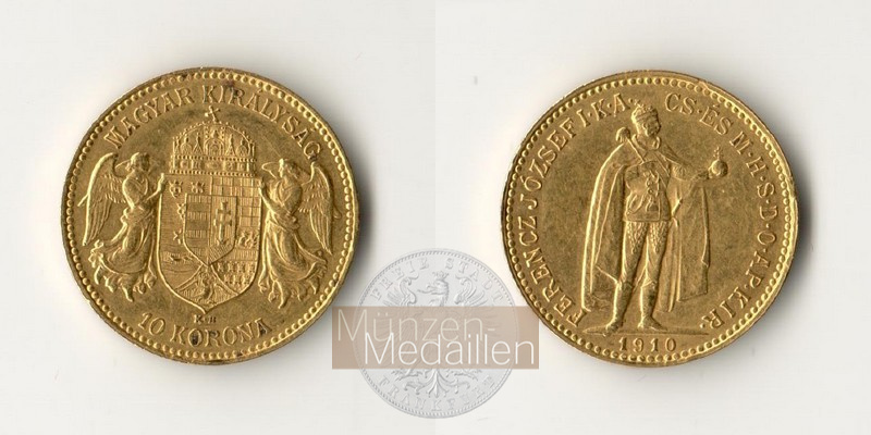 Norwegen, Haakon VII. 1906-1957 MM-Frankfurt  Feingold: 4,03 10 Kronen 1910 