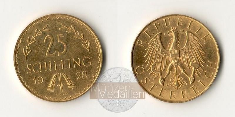 Österreich MM-Frankfurt Feingold: 5,29g 25 Schilling 1928 
