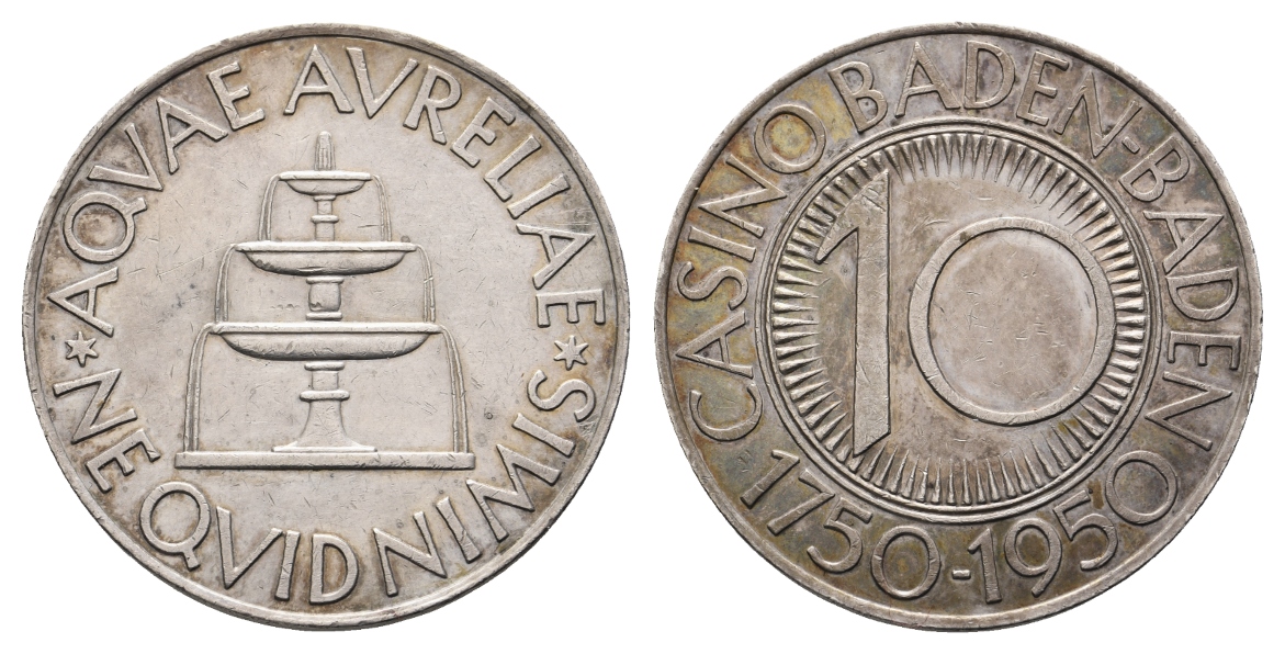 Medaille; Casino Baden Baden; silber; 25,05 g, Ø 40,1 mm   