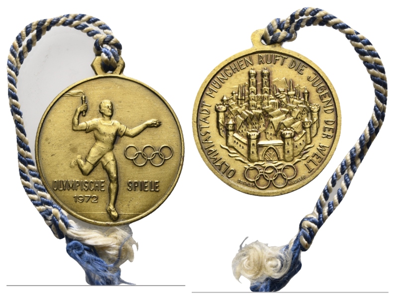  Medaille; Olympische Spiele 1972; Münschen; verg.; tragbar; 19,71 g, Ø 98,9 mm   