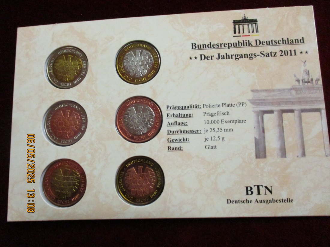  Satz Medaillen im Blister BRD Der Jahrgangs Satz 2011 / 3   