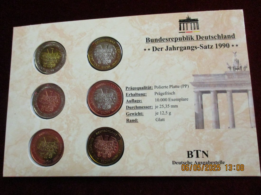  Satz Medaillen im Blister BRD Der Jahrgangs Satz 1990 / 3   