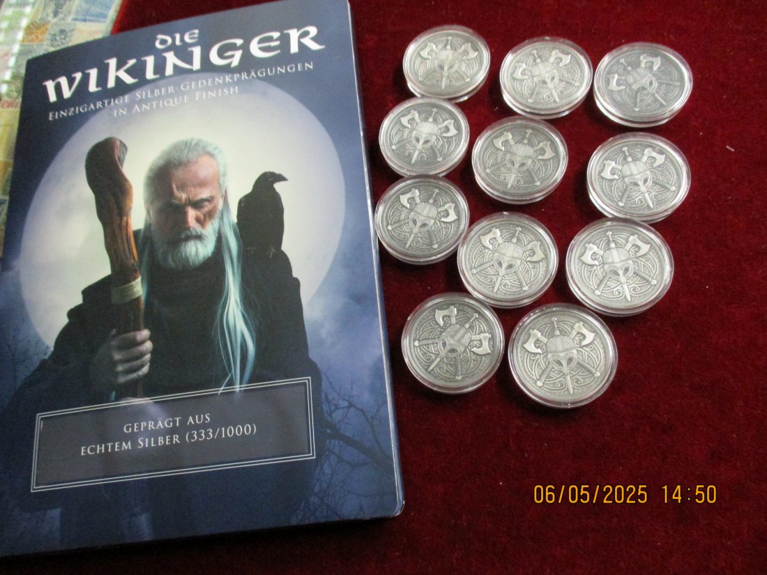  11 Silbermedaillen 333er Silber Die Wikinger Ca. 53,69g fein - 1101273 / 1   