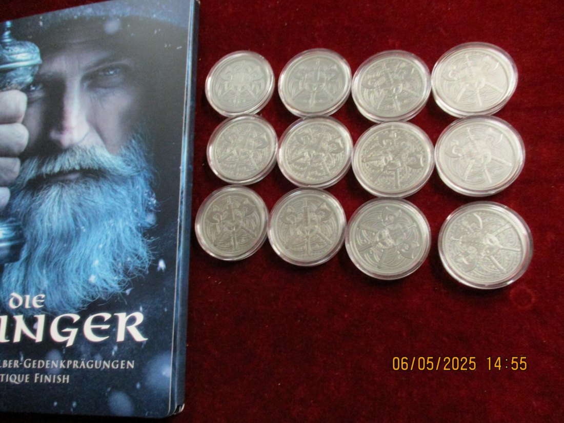  12 Silbermedaillen 333er Silber Die Wikinger Ca. 58,58g fein - 1101273 / 2   