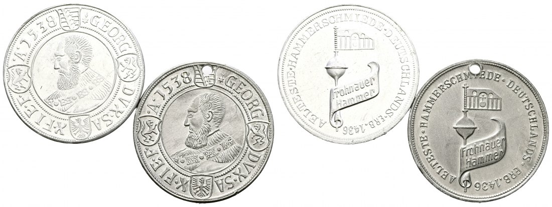 PEUS 2705 Sachsen / Erzgebirge je 40 mm. Deutschlands älteste Hammerschmiede Medaillen Lot ALU (2 Stück) o.J. Meist Vorzüglich +