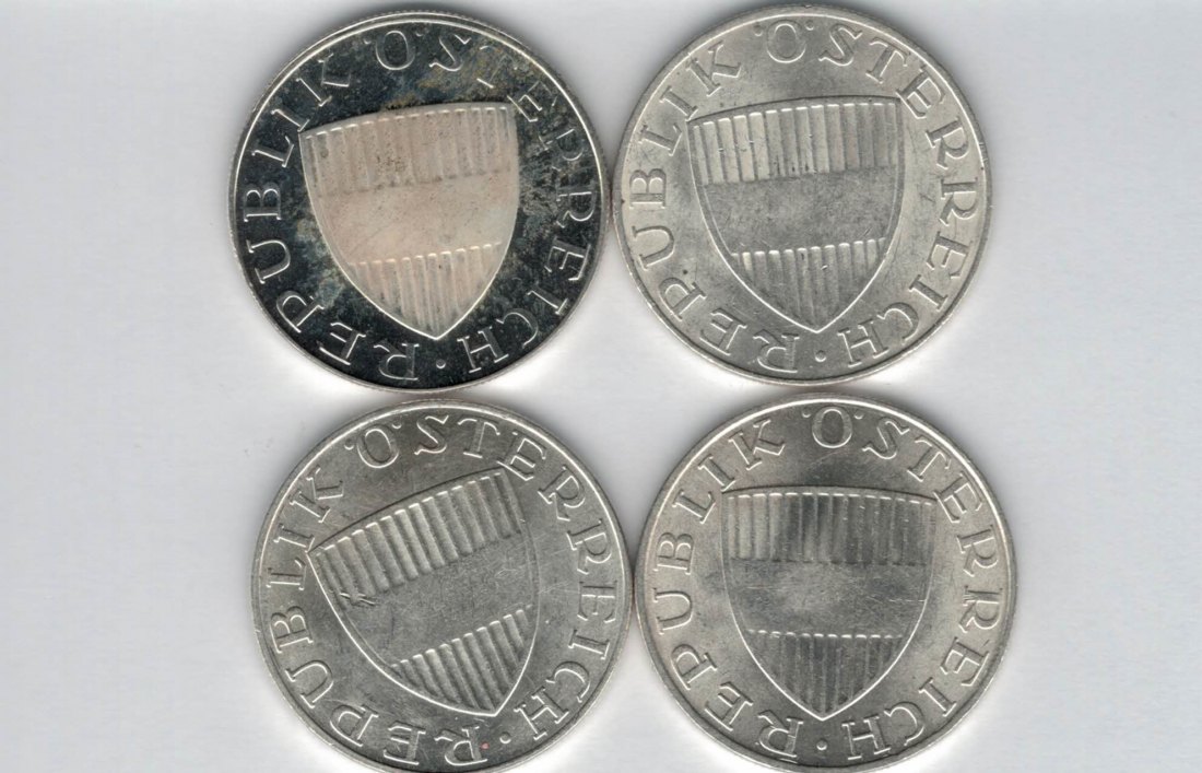  10 Schilling 1970 1971 1972 1973 Ag silber á 4,8g fein Österreich 2. Republik Spittalgold9800 (4785)   