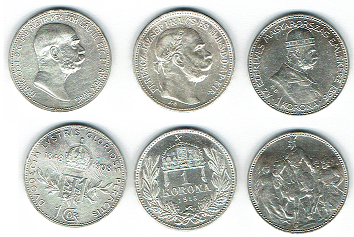 SZAIVERT KAISERREICH 1 KRONE 1 KORONA KREMNITZ KB LOT 3 STÜCK LANDNAHME   
