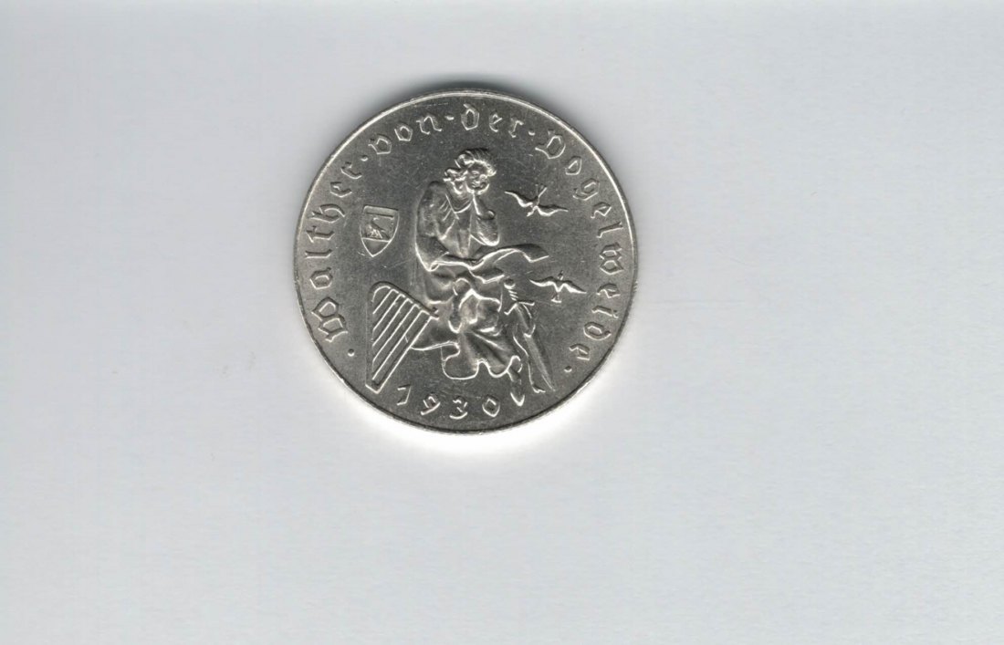  2 Schilling 1930 Walther von der Vogelweide 7,68g fein Ag 1. Rep Österreich Spittalgold9800 (2074/2   