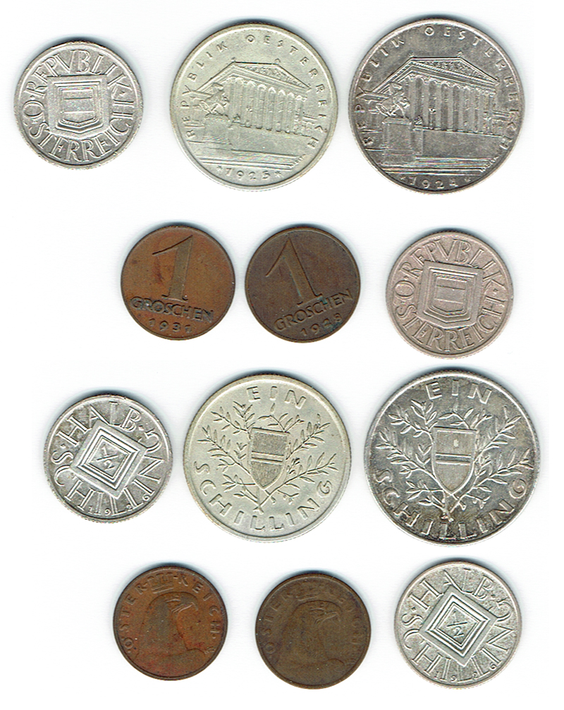  SZAIVERT ÖSTERREICH 1. REPUBLIK SCHILLING 1924 1925 HALBSCHILLING 1926 1 GROSCHEN 1928 1931   