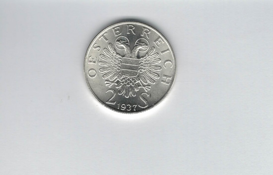  2 Schilling 1937 J.S. Fischer von Erlach 7,68g fein Ag 1. Rep Österreich Spittalgold9800 (2074/9   