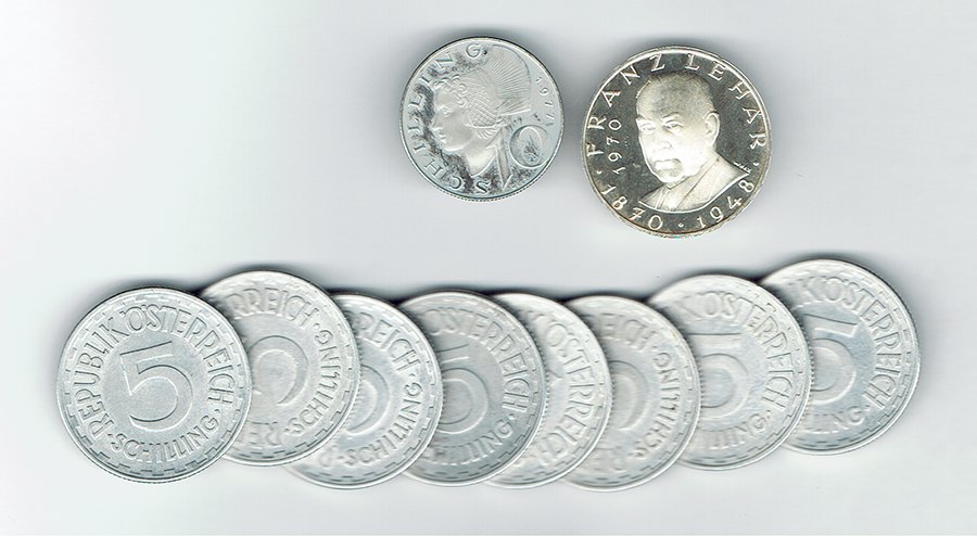  SZAIVERT ÖSTERREICH 2. REPUBLIK 5 SCHILLING 1952 25 SCHILLING 1970 LEHAR PP 10 SCHILLING 1977 PP   
