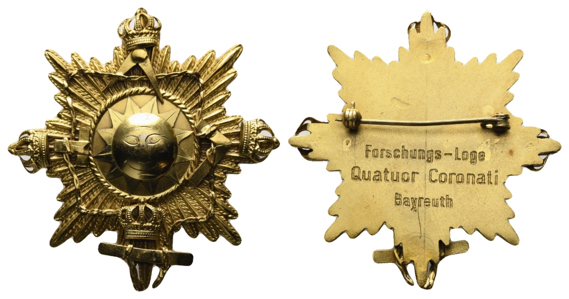  Orden o.J.; mit Anstecknadel, vergoldet; 23,26 g, 56 x 55 mm   