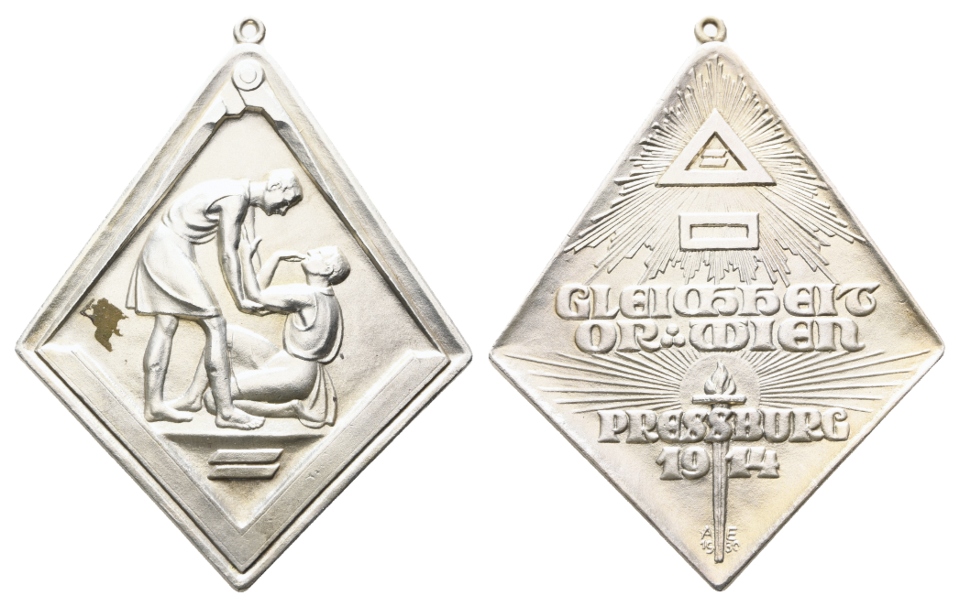  Medaille 1914; versilberte Bronze; 65,7 g, 74x59 mm   