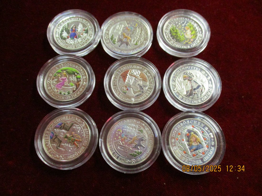  9 Silber - Medaillen 333er Silber Ca: 43,93g fein - 1101128 /E2   