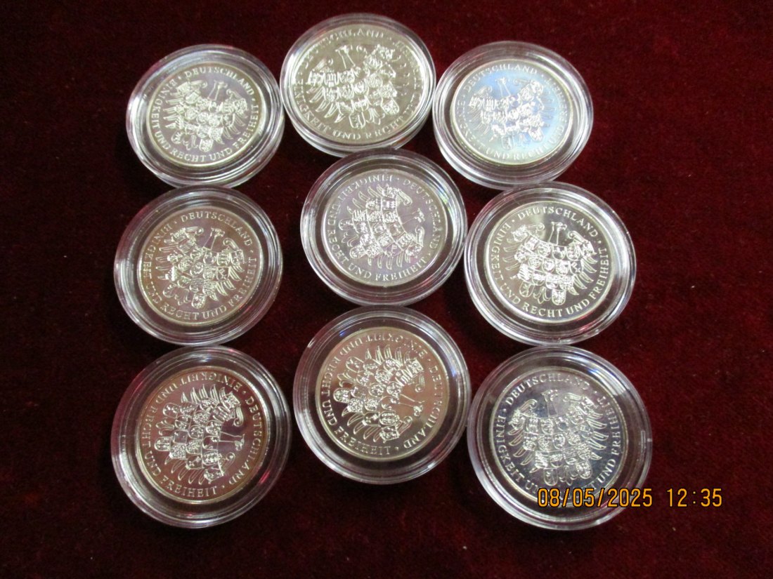  9 Silber - Medaillen 333er Silber Ca: 43,93g fein - 1101128 /E2   